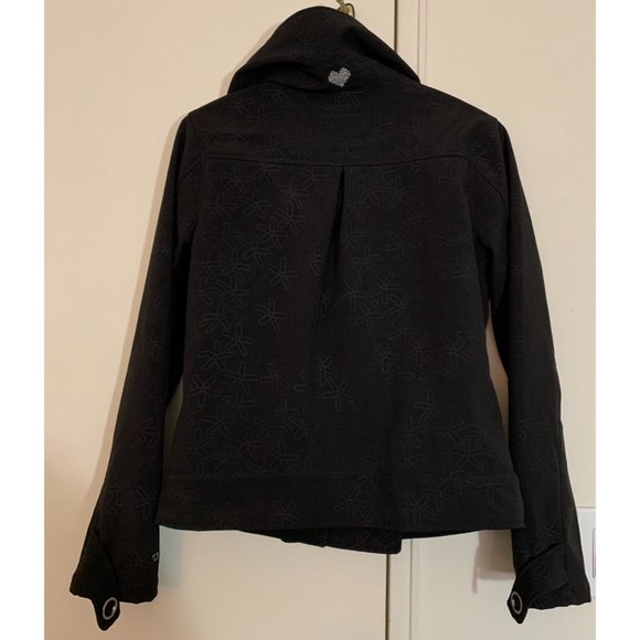 R U Pretty Rain Jacket Womens Small Black Polyester Stretch Long Sleeve Full Zip - Picture 3 of 5